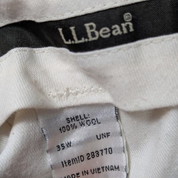 LL Bean 35x36 Classic Fit 100% Wool Dress Pants Brown Tan Men’s Trousers USA - Picture 3 of 4